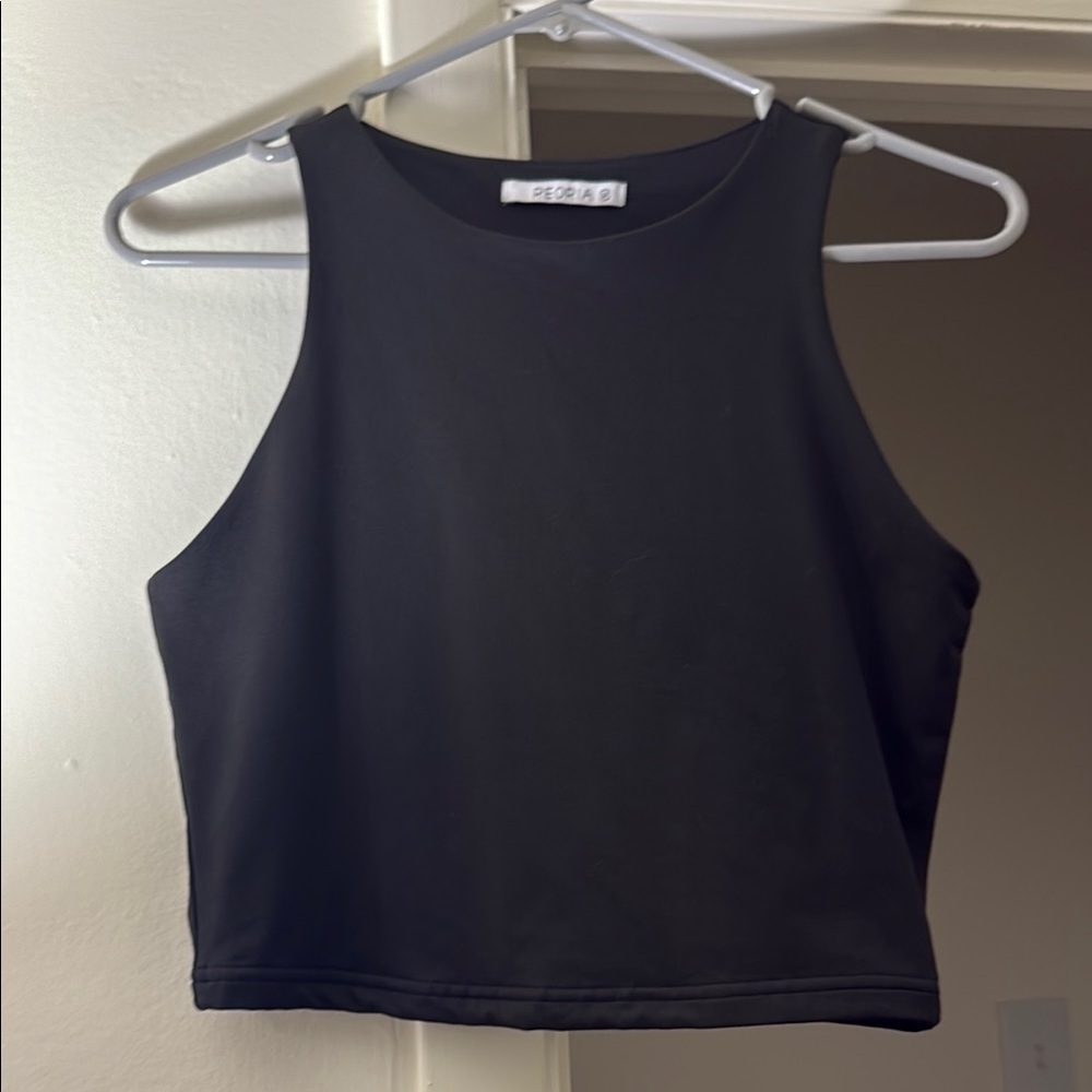 Black Fitted Crop Tank Top